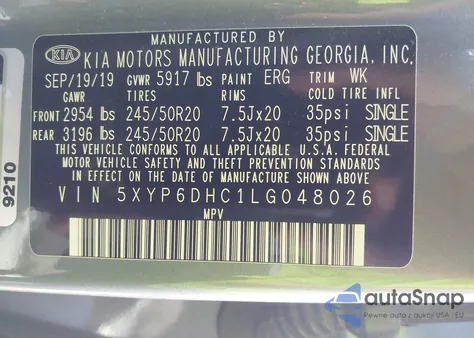 2020 Kia Telluride S from USA, damaged, VIN 5XYP6DHC1LG048026